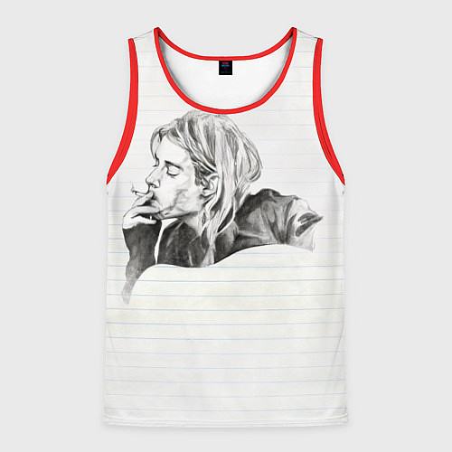 Мужская майка без рукавов Рисунок Курта Кобейна / 3D-Красный – фото 1