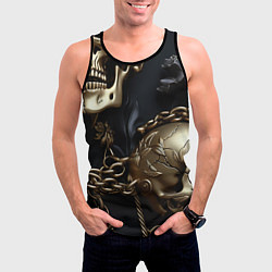 Майка-безрукавка мужская Прикованные цепями черепа, цвет: 3D-черный — фото 2