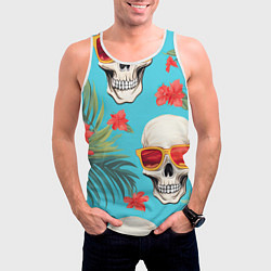 Майка-безрукавка мужская Черепа в отпуске, цвет: 3D-белый — фото 2