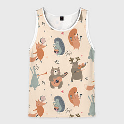 Майка-безрукавка мужская Животные с инструментами, цвет: 3D-белый