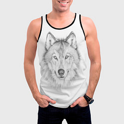 Майка-безрукавка мужская Нарисованный волк зубами щёлк, цвет: 3D-черный — фото 2