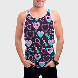 Майка-безрукавка мужская Узор сердец и колючих проволок, цвет: 3D-белый — фото 2