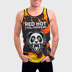 Майка-безрукавка мужская Red Hot Chili Peppers рок панда и огонь, цвет: 3D-черный — фото 2
