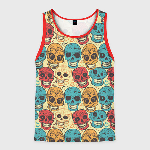 Мужская майка без рукавов День мёртвых / 3D-Красный – фото 1