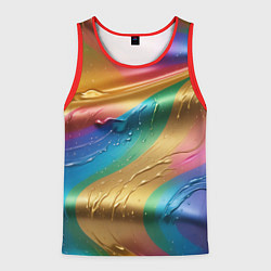 Майка-безрукавка мужская Жидкий радужный металл, цвет: 3D-красный