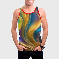 Майка-безрукавка мужская Жидкий разноцветный металл, цвет: 3D-красный — фото 2