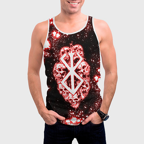 Мужская майка без рукавов Неоновое клеймо жертвы из Берсерка / 3D-Белый – фото 3