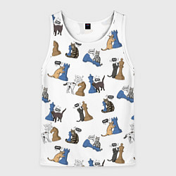 Майка-безрукавка мужская Котики и шахматы белый, цвет: 3D-белый