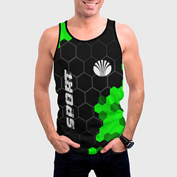 Майка-безрукавка мужская Daewoo green sport hexagon, цвет: 3D-черный — фото 2
