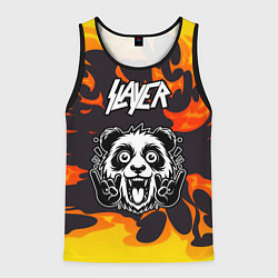 Майка-безрукавка мужская Slayer рок панда и огонь, цвет: 3D-черный
