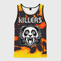 Майка-безрукавка мужская The Killers рок панда и огонь, цвет: 3D-черный