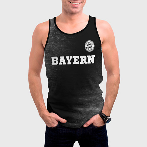 Мужская майка без рукавов Bayern sport на темном фоне посередине / 3D-Черный – фото 3