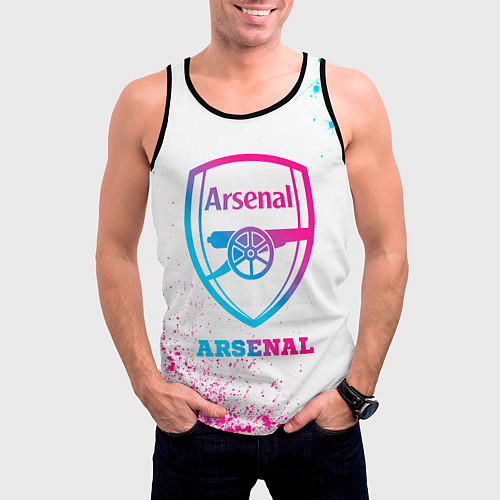 Мужская майка без рукавов Arsenal neon gradient style / 3D-Черный – фото 3