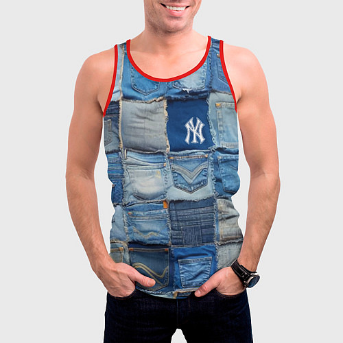 Мужская майка без рукавов Patchwork - New York yankees baseball team / 3D-Красный – фото 3