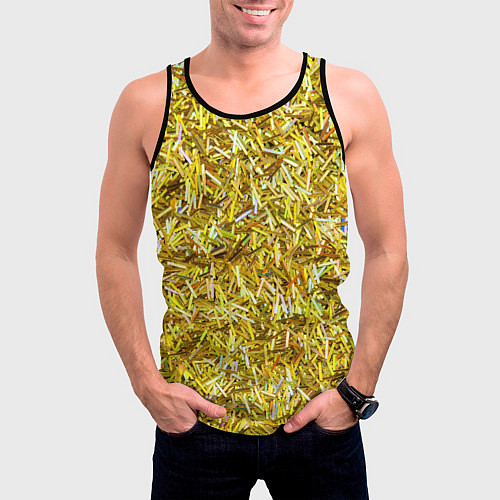 Мужская майка без рукавов Золотые ленточки / 3D-Черный – фото 3