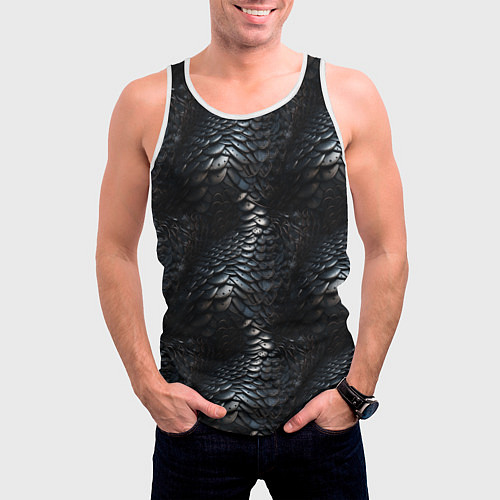 Мужская майка без рукавов Блестящая металлическая броня / 3D-Белый – фото 3