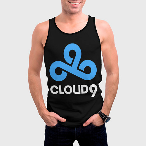 Мужская майка без рукавов Cloud9 - esports logo / 3D-Черный – фото 3