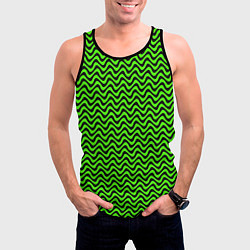 Майка-безрукавка мужская Искажённые полосы кислотный зелёный, цвет: 3D-черный — фото 2