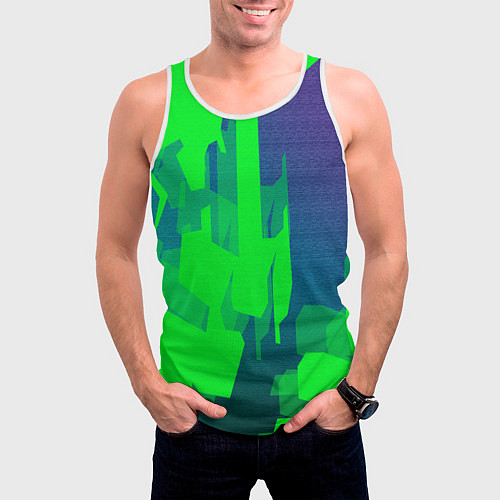 Мужская майка без рукавов Зеленый фиолет / 3D-Белый – фото 3