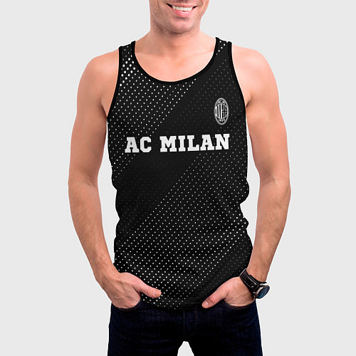 Мужская майка без рукавов AC Milan sport на темном фоне посередине / 3D-Черный – фото 3