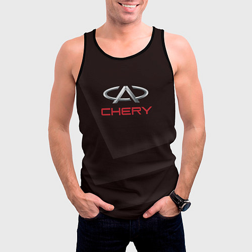 Мужская майка без рукавов Cherry - logo / 3D-Черный – фото 3