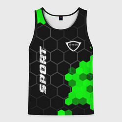 Майка-безрукавка мужская Genesis green sport hexagon, цвет: 3D-черный