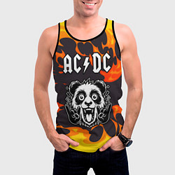 Майка-безрукавка мужская AC DC рок панда и огонь, цвет: 3D-черный — фото 2
