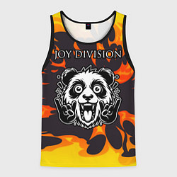 Майка-безрукавка мужская Joy Division рок панда и огонь, цвет: 3D-черный