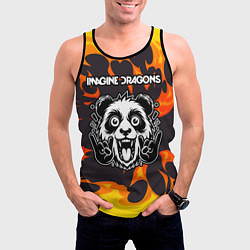 Майка-безрукавка мужская Imagine Dragons рок панда и огонь, цвет: 3D-черный — фото 2