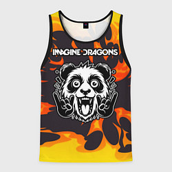 Майка-безрукавка мужская Imagine Dragons рок панда и огонь, цвет: 3D-черный
