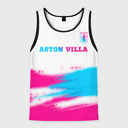 Майка-безрукавка мужская Aston Villa neon gradient style посередине, цвет: 3D-черный