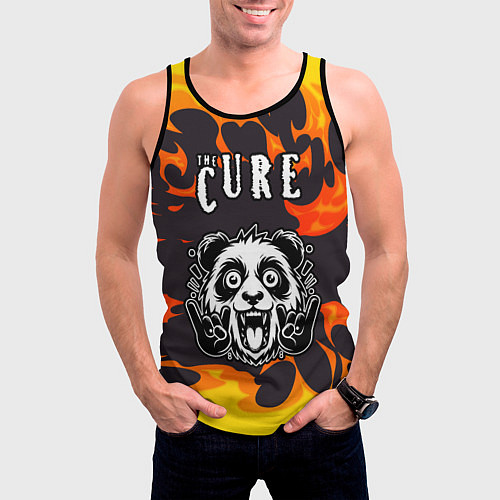 Мужская майка без рукавов The Cure рок панда и огонь / 3D-Черный – фото 3