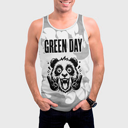 Майка-безрукавка мужская Green Day рок панда на светлом фоне, цвет: 3D-белый — фото 2