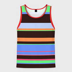 Майка-безрукавка мужская Разноцветный полосатый, цвет: 3D-красный