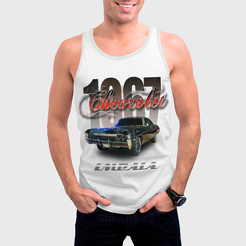 Мужская майка без рукавов Автомобиль Шевроле Импала 1967 года / 3D-Белый – фото 3