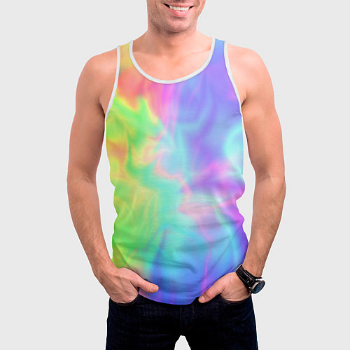 Мужская майка без рукавов Яркий тай-дай абстракция / 3D-Белый – фото 3