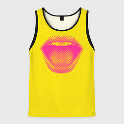 Майка-безрукавка мужская Абстрактные ретро губы, цвет: 3D-черный