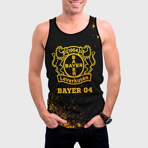 Мужская майка без рукавов Bayer 04 - gold gradient / 3D-Черный – фото 3