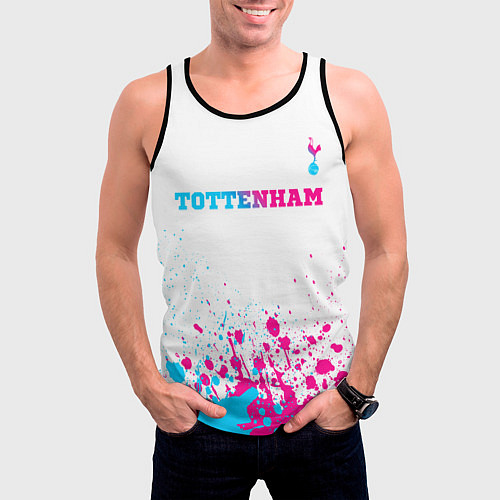 Мужская майка без рукавов Tottenham neon gradient style посередине / 3D-Черный – фото 3