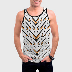 Майка-безрукавка мужская Чёрные и жёлтые полосы на белом фоне, цвет: 3D-черный — фото 2