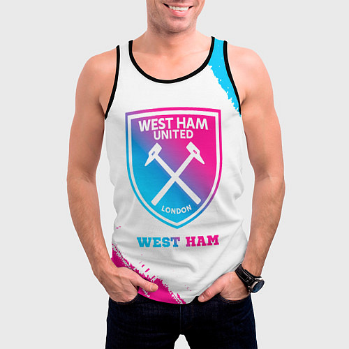 Мужская майка без рукавов West Ham neon gradient style / 3D-Черный – фото 3