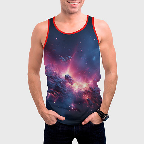 Мужская майка без рукавов Взрыв в космосе / 3D-Красный – фото 3