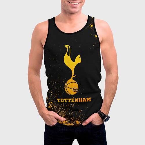 Мужская майка без рукавов Tottenham - gold gradient / 3D-Черный – фото 3