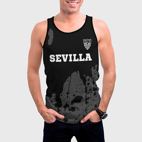 Мужская майка без рукавов Sevilla sport на темном фоне посередине / 3D-Черный – фото 3