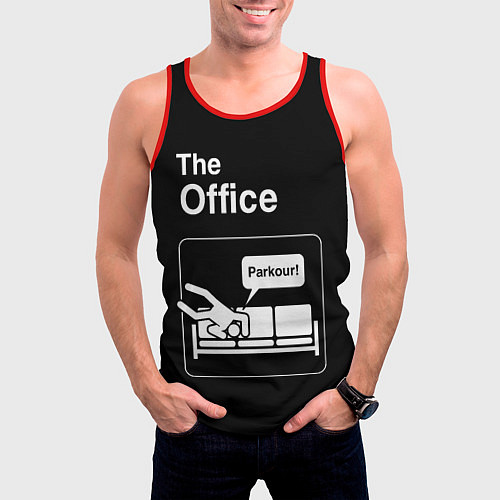 Мужская майка без рукавов Офис и паркур / 3D-Красный – фото 3