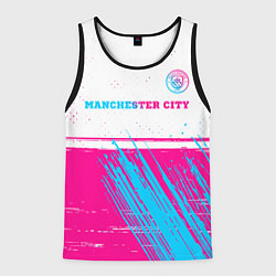 Майка-безрукавка мужская Manchester City neon gradient style посередине, цвет: 3D-черный