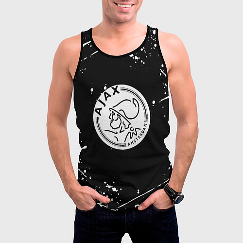 Мужская майка без рукавов Аякс краски брызги спорт / 3D-Черный – фото 3