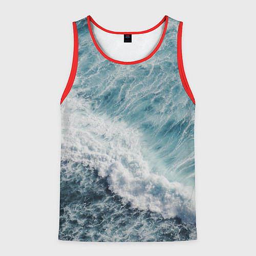 Мужская майка без рукавов Морская бирюзовая волна / 3D-Красный – фото 1