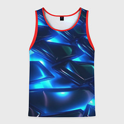 Майка-безрукавка мужская Синие абстрактные неоновые плиты, цвет: 3D-красный