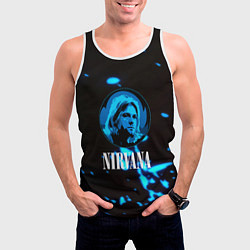 Майка-безрукавка мужская Nirvana рок бенд краски, цвет: 3D-белый — фото 2
